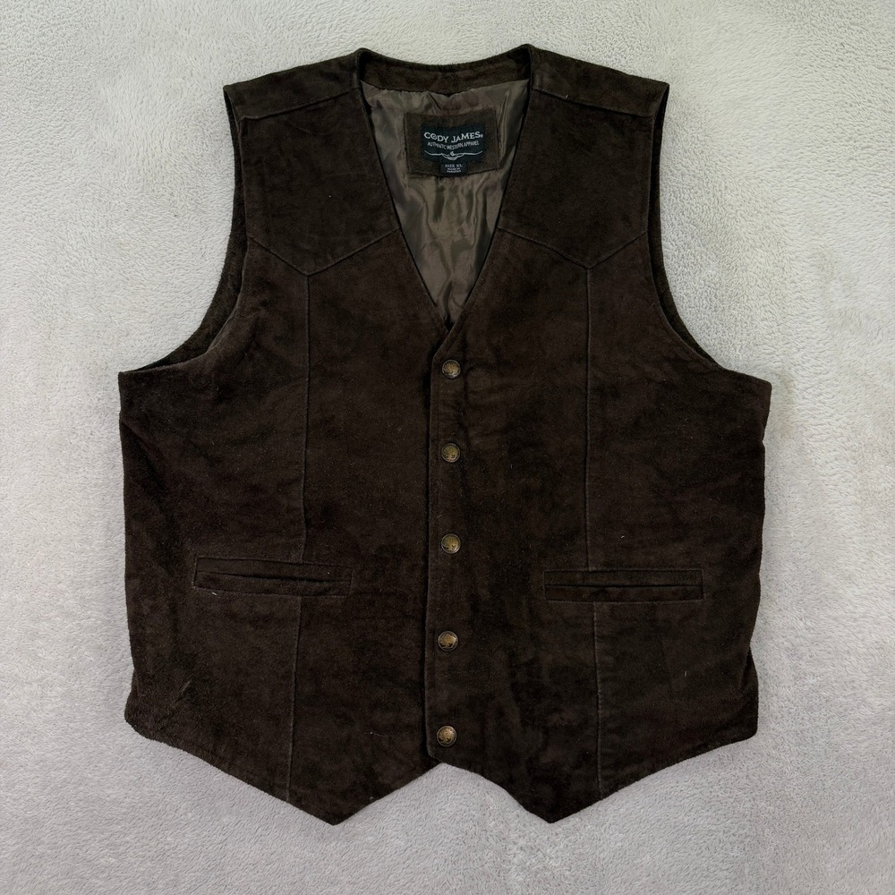 Cody James Men XL Leather Vest Adult Dark Brown Suede Buffalo Nickel Westerncore